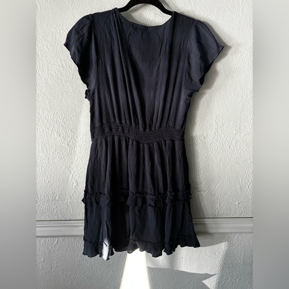 Altar’d State | navy | ruffle | lined | v neck | dress | L - Picture 5 of 9
